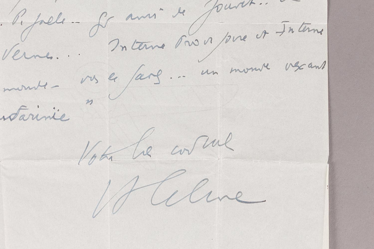 Lettre autographe signée à Paul Dresse de Lébioles. Copenhague 15 mars 1948.