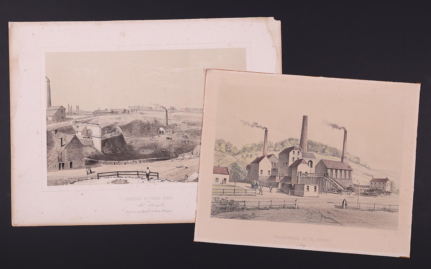 Cinq lithographies de Belgique industriel.